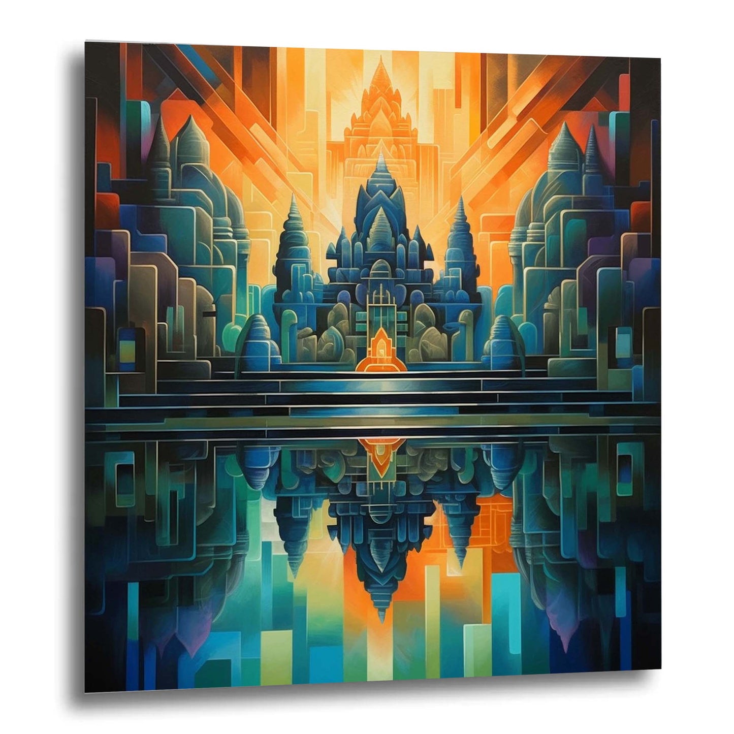 Angkor Wat - mural in the style of futurism