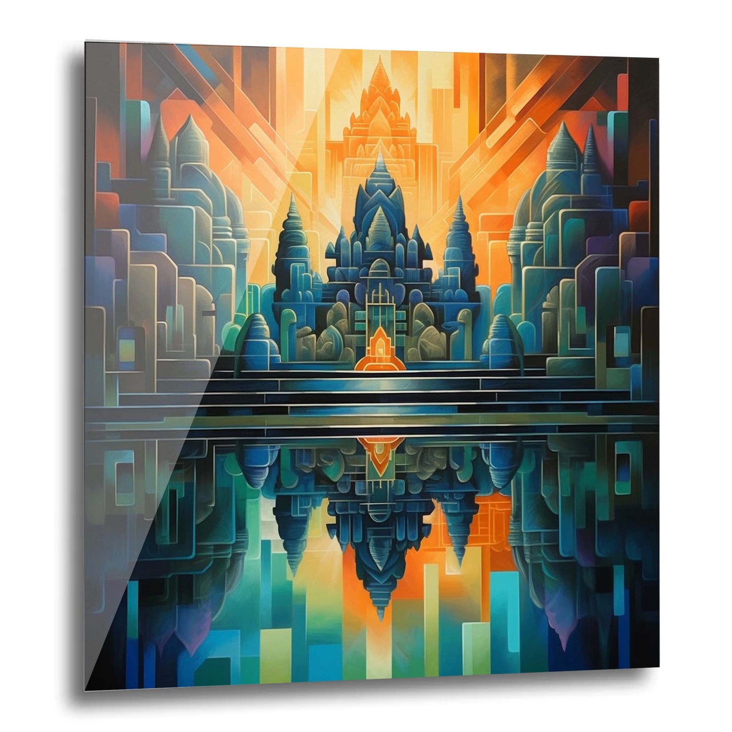 Angkor Wat - mural in the style of futurism