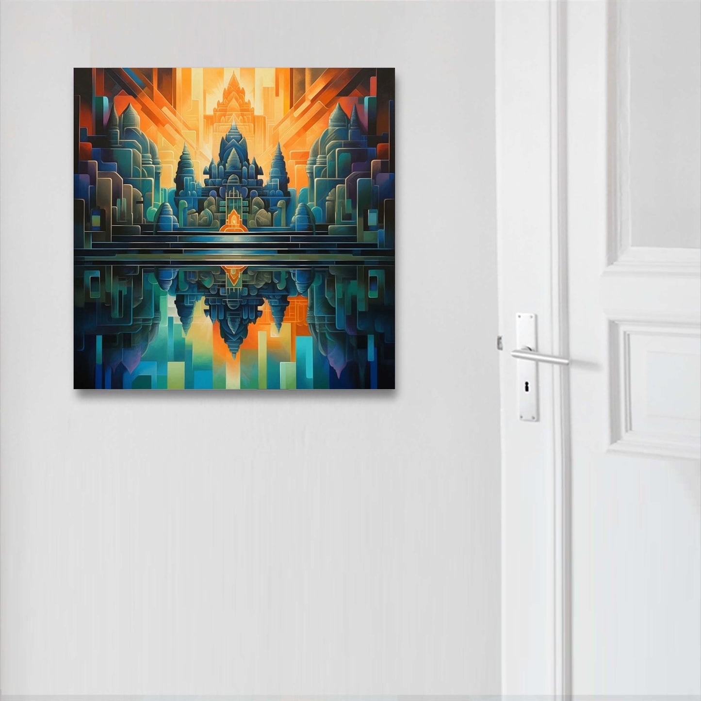 Angkor Wat - mural in the style of futurism
