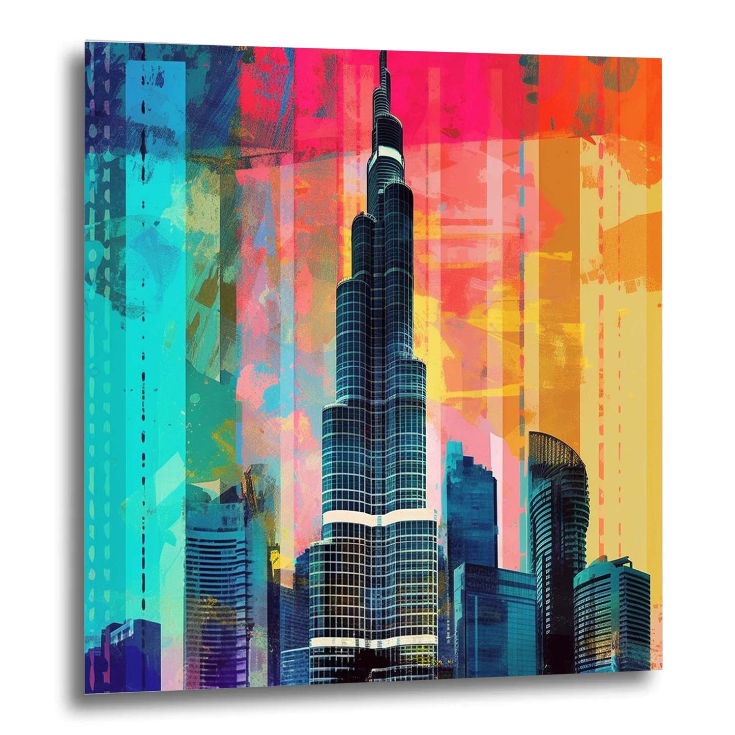 Dubai Burj Khalifa - fresque murale de style pop art