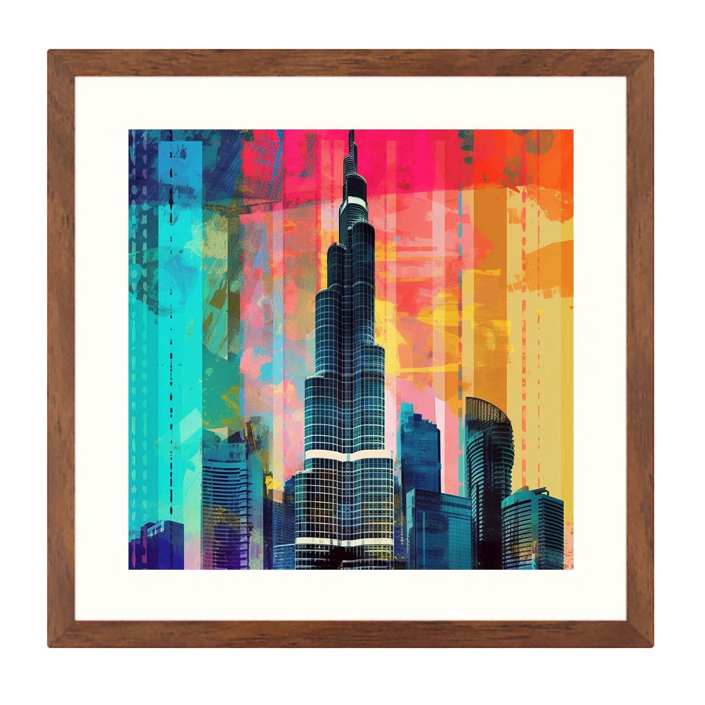 Dubai Burj Khalifa - fresque murale de style pop art