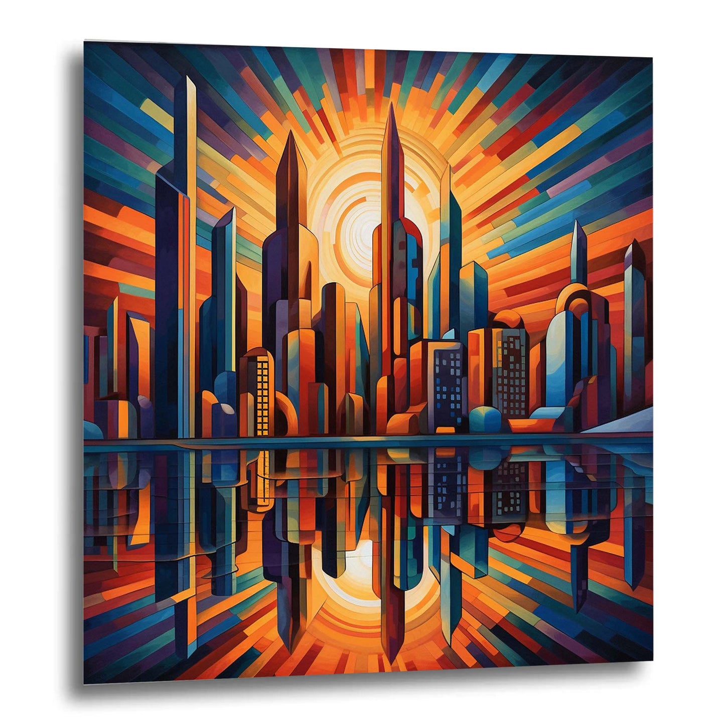 Frankfurt skyline - mural in the style of futurism