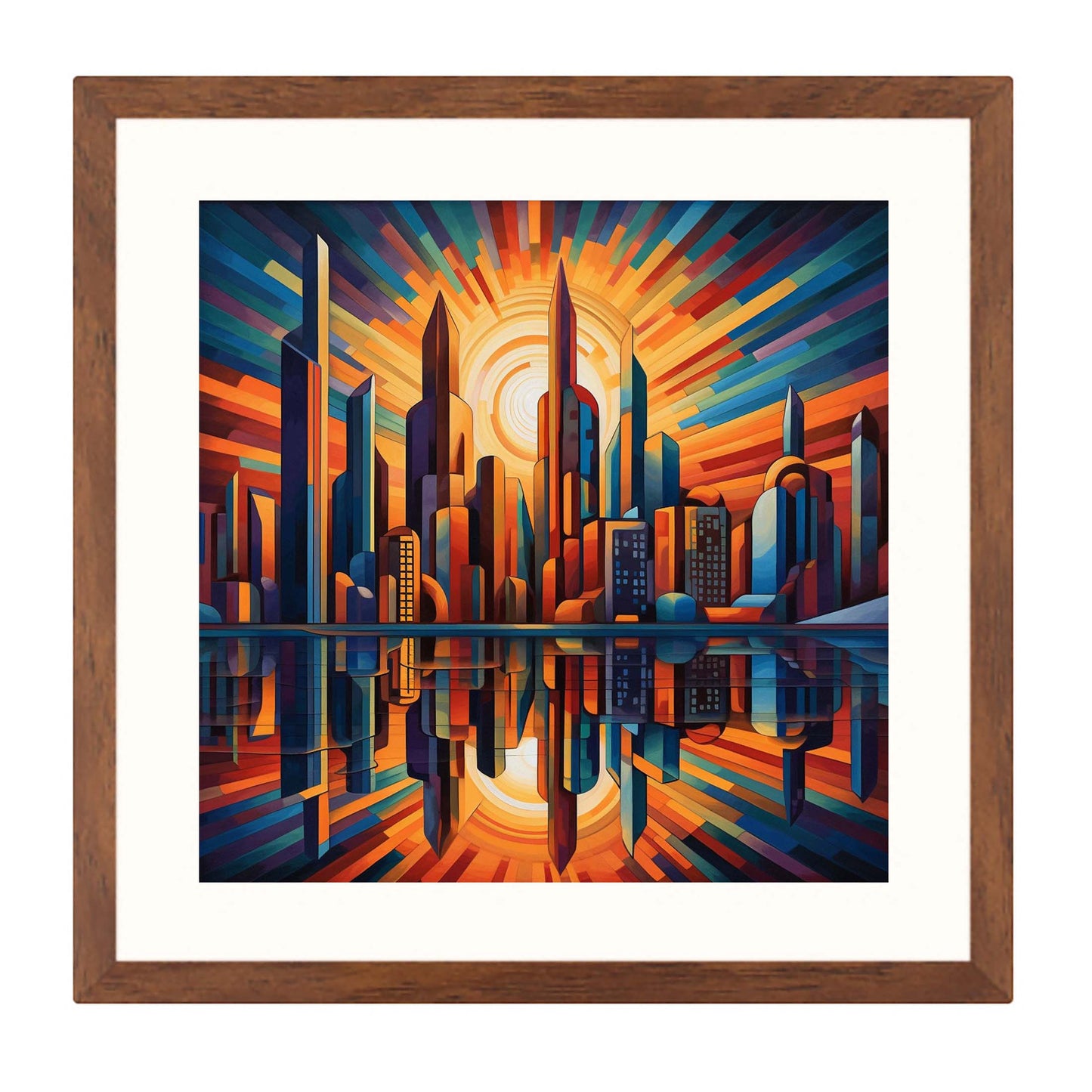 Frankfurt skyline - mural in the style of futurism