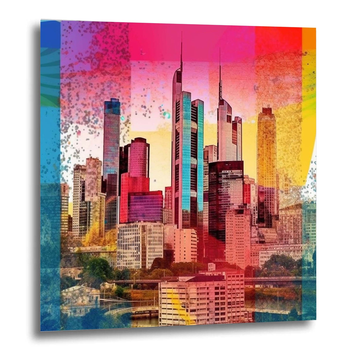 Frankfurt skyline - mural in the style of pop art