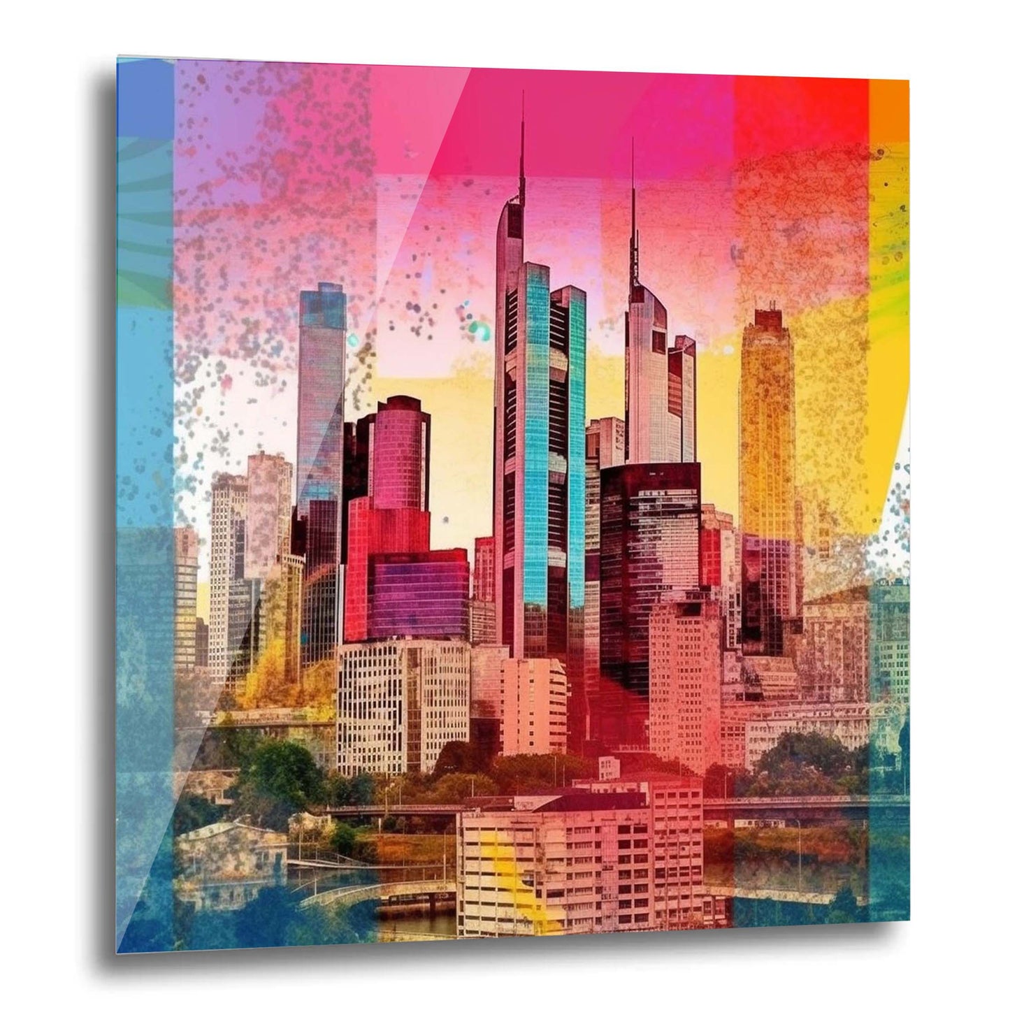 Frankfurt skyline - mural in the style of pop art