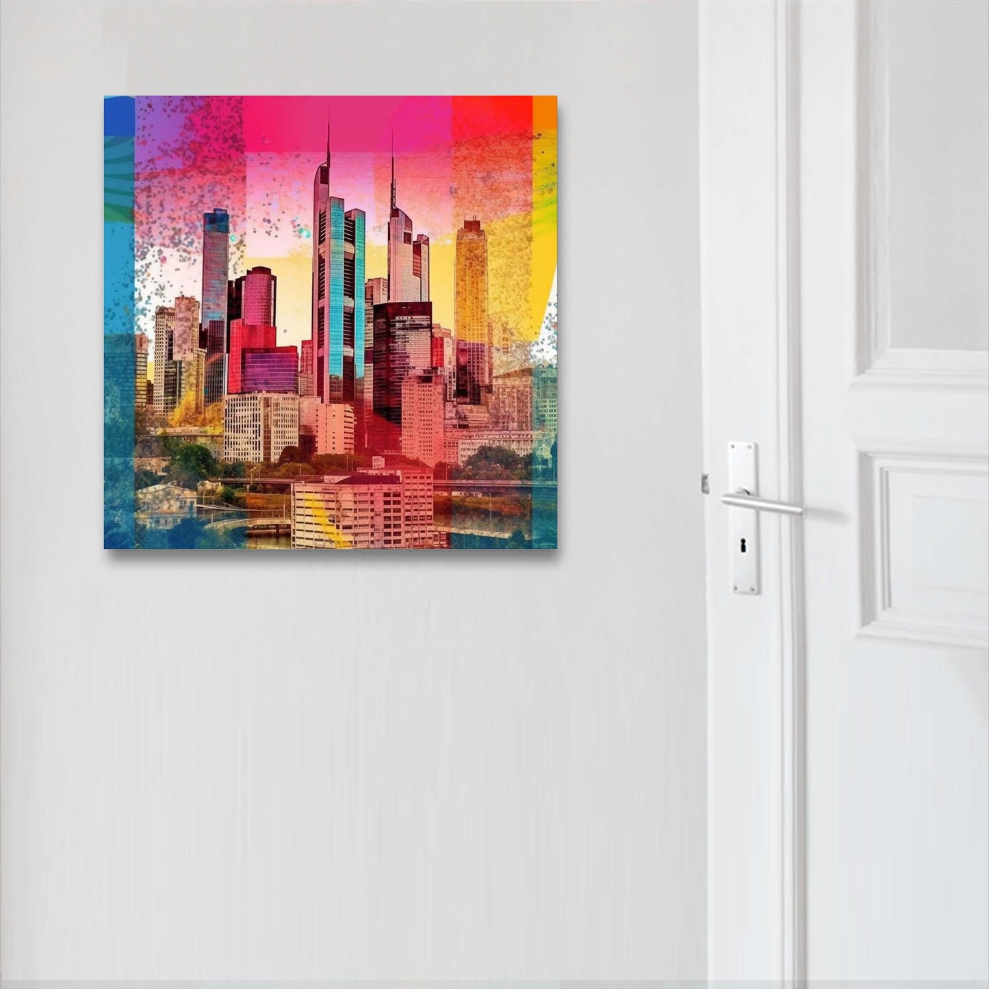 Frankfurt skyline - mural in the style of pop art