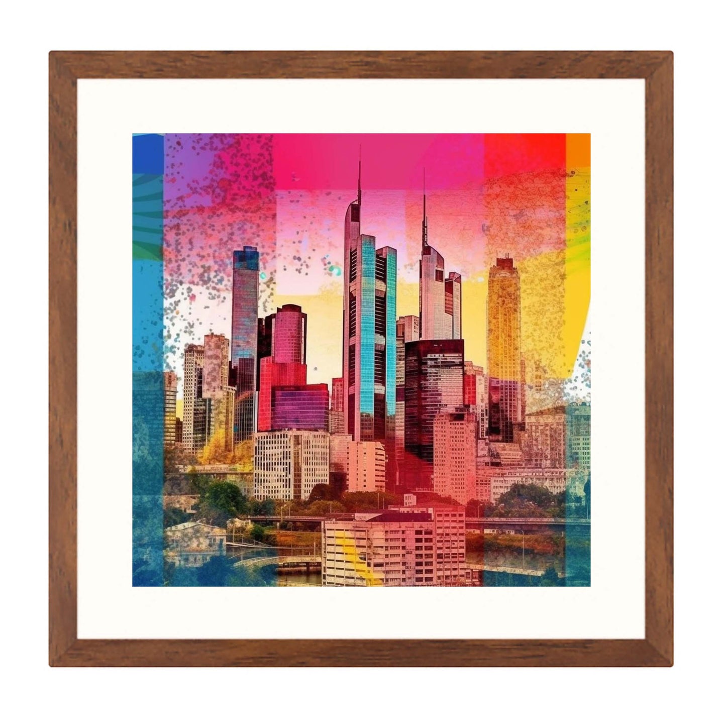 Frankfurt skyline - mural in the style of pop art