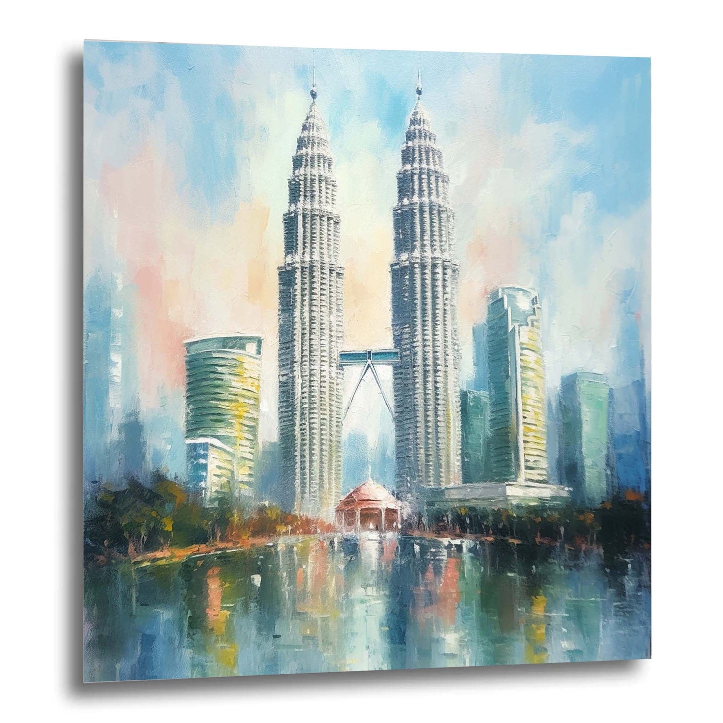 Tours Petronas Kuala Lumpur - peinture murale dans le style de l'impressionnisme