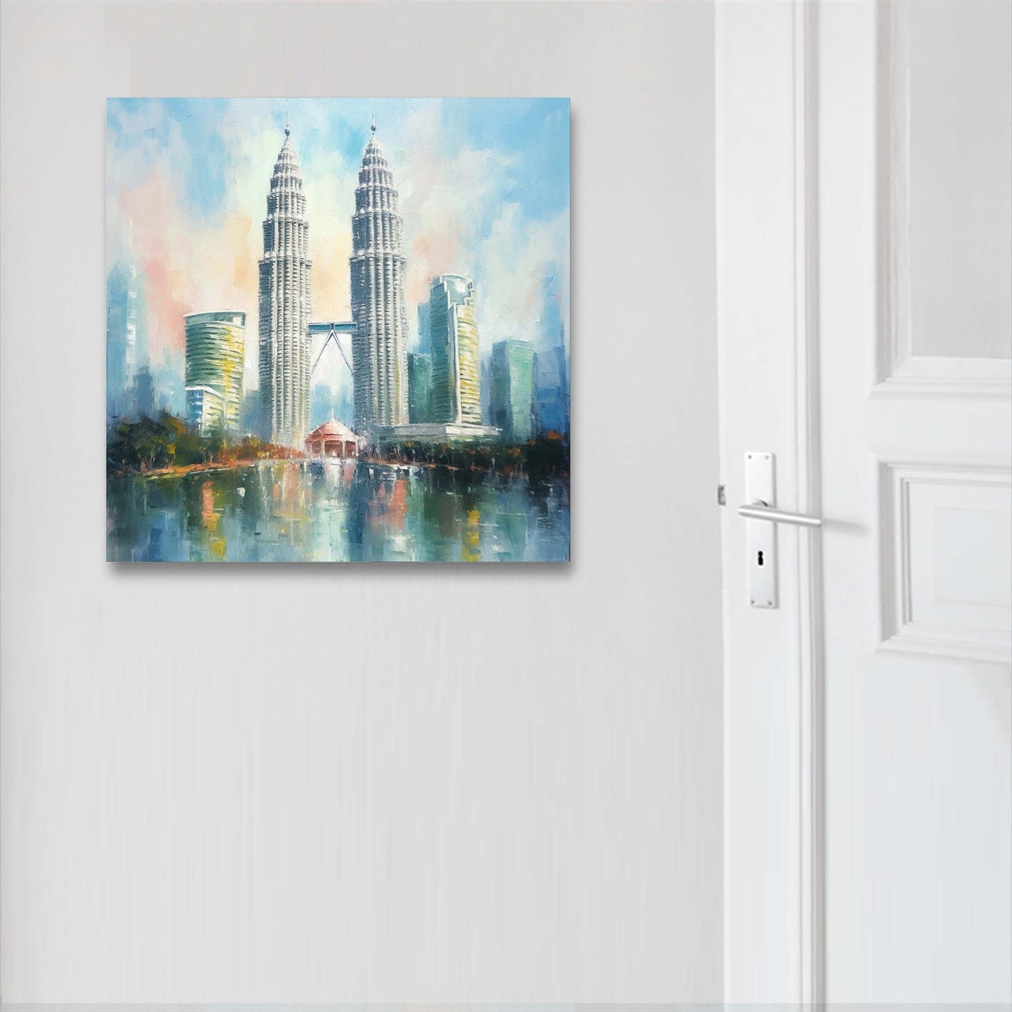 Tours Petronas Kuala Lumpur - peinture murale dans le style de l'impressionnisme