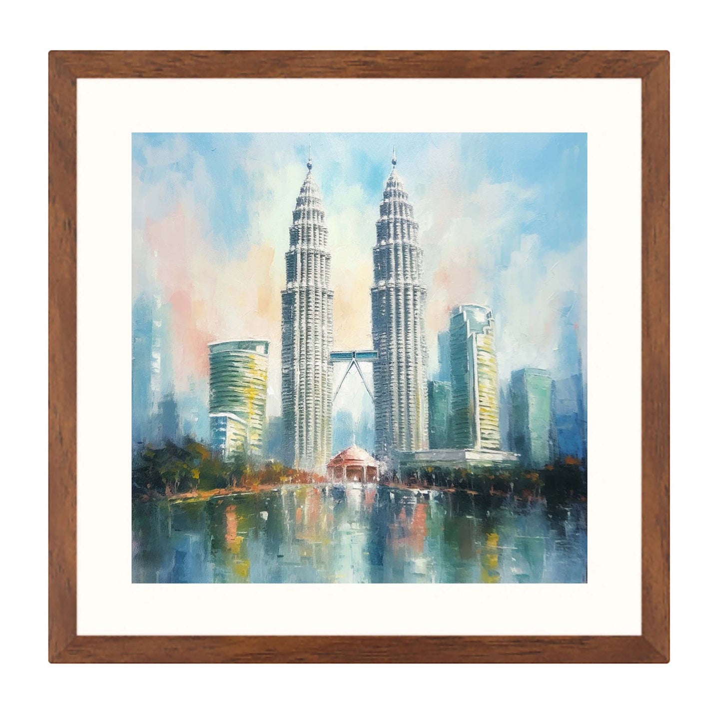 Tours Petronas Kuala Lumpur - peinture murale dans le style de l'impressionnisme