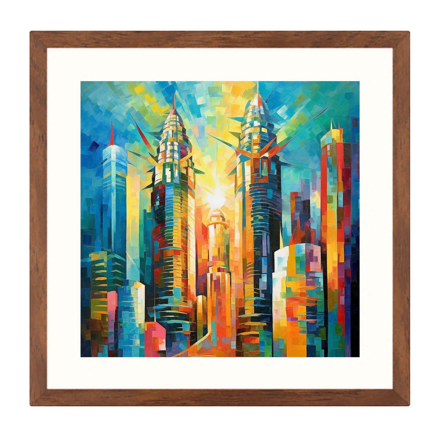 Tours Petronas Kuala Lumpur - Peinture murale dans le style de l'expressionnisme