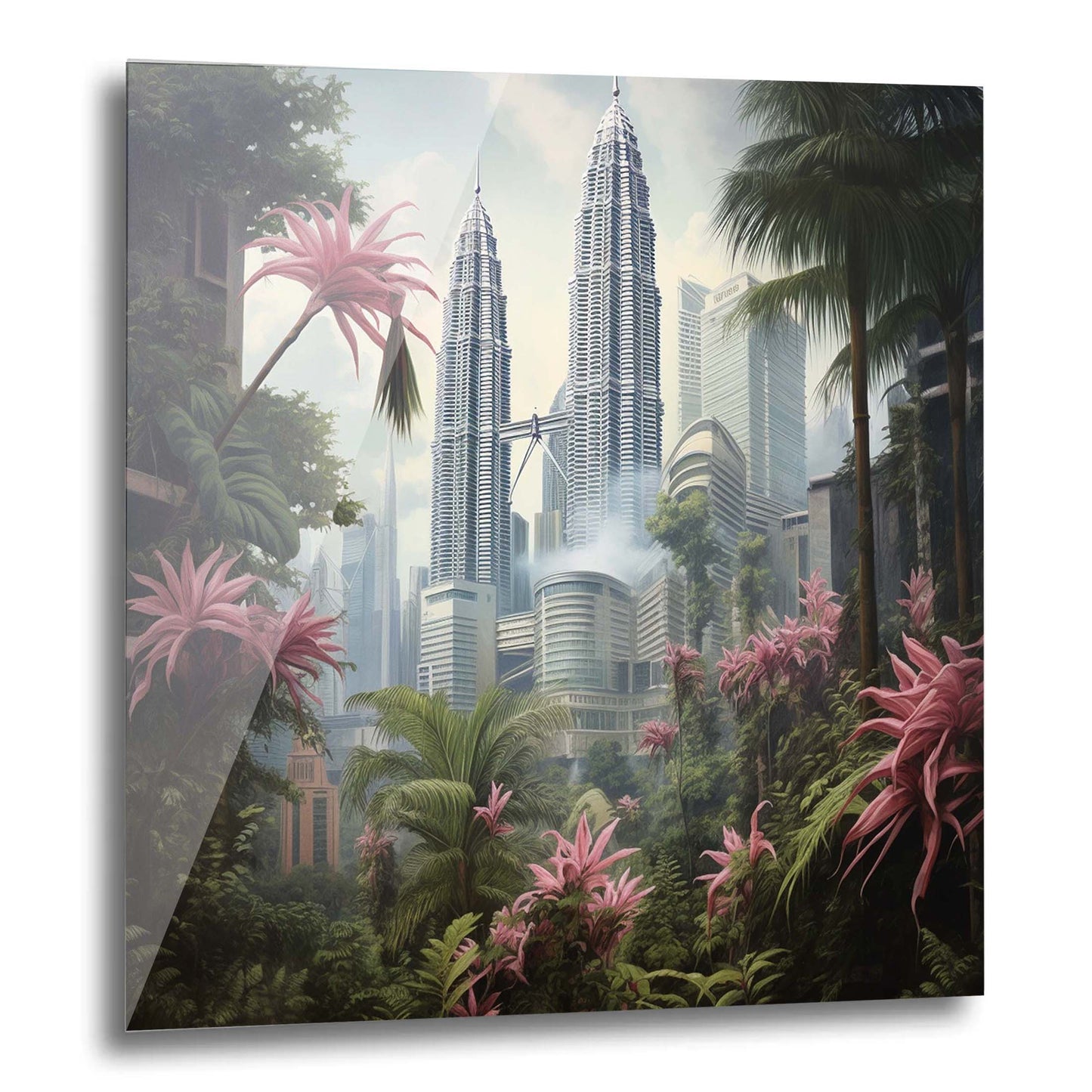 Peinture murale de style jungle urbaine des tours Petronas de Kuala Lumpur