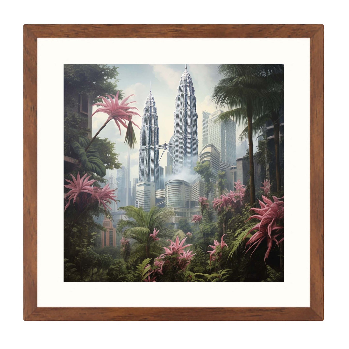 Peinture murale de style jungle urbaine des tours Petronas de Kuala Lumpur