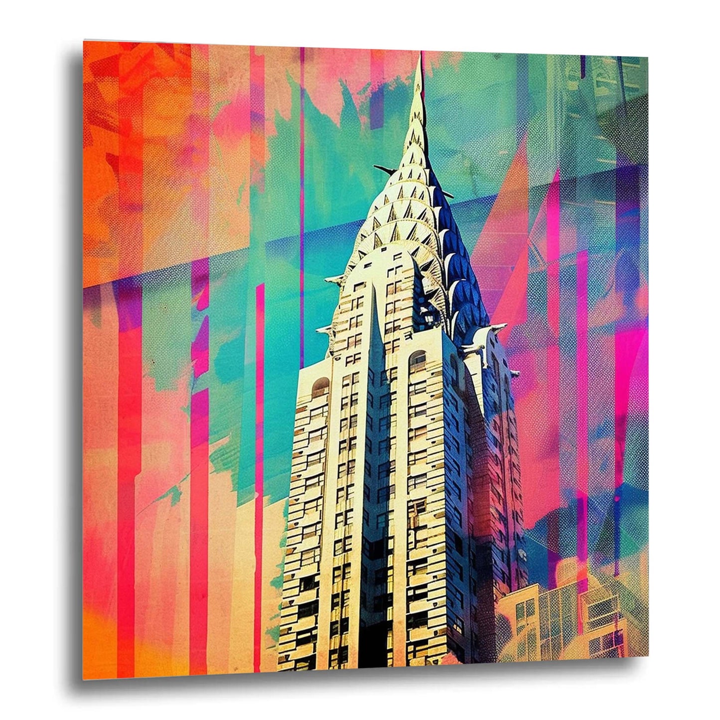 New York Chrysler Building - peinture murale dans un style pop art