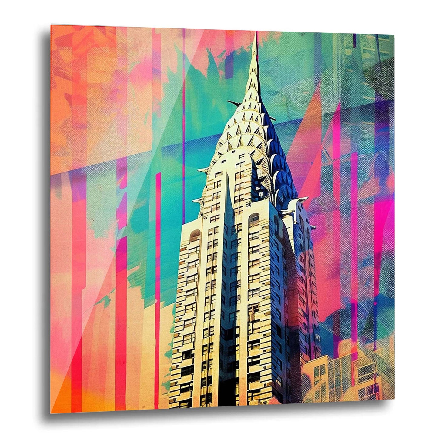 New York Chrysler Building - peinture murale dans un style pop art