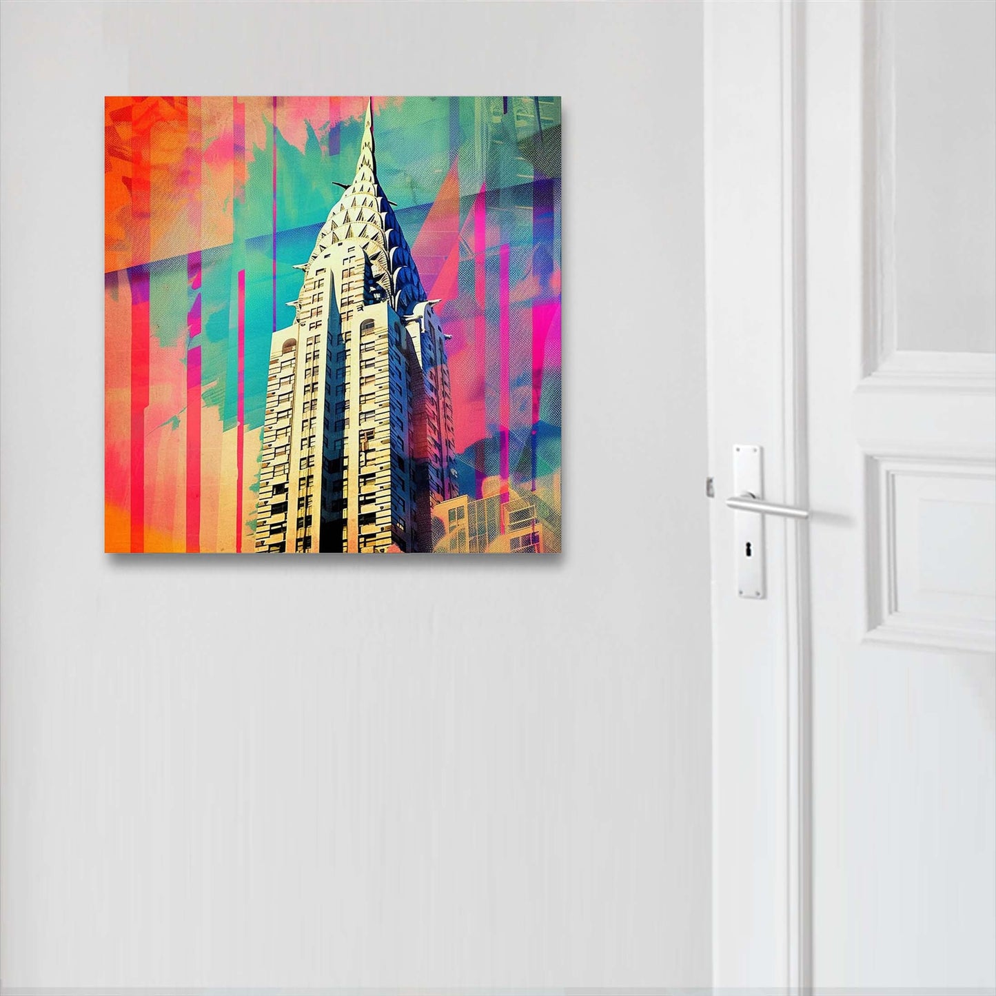 New York Chrysler Building - peinture murale dans un style pop art