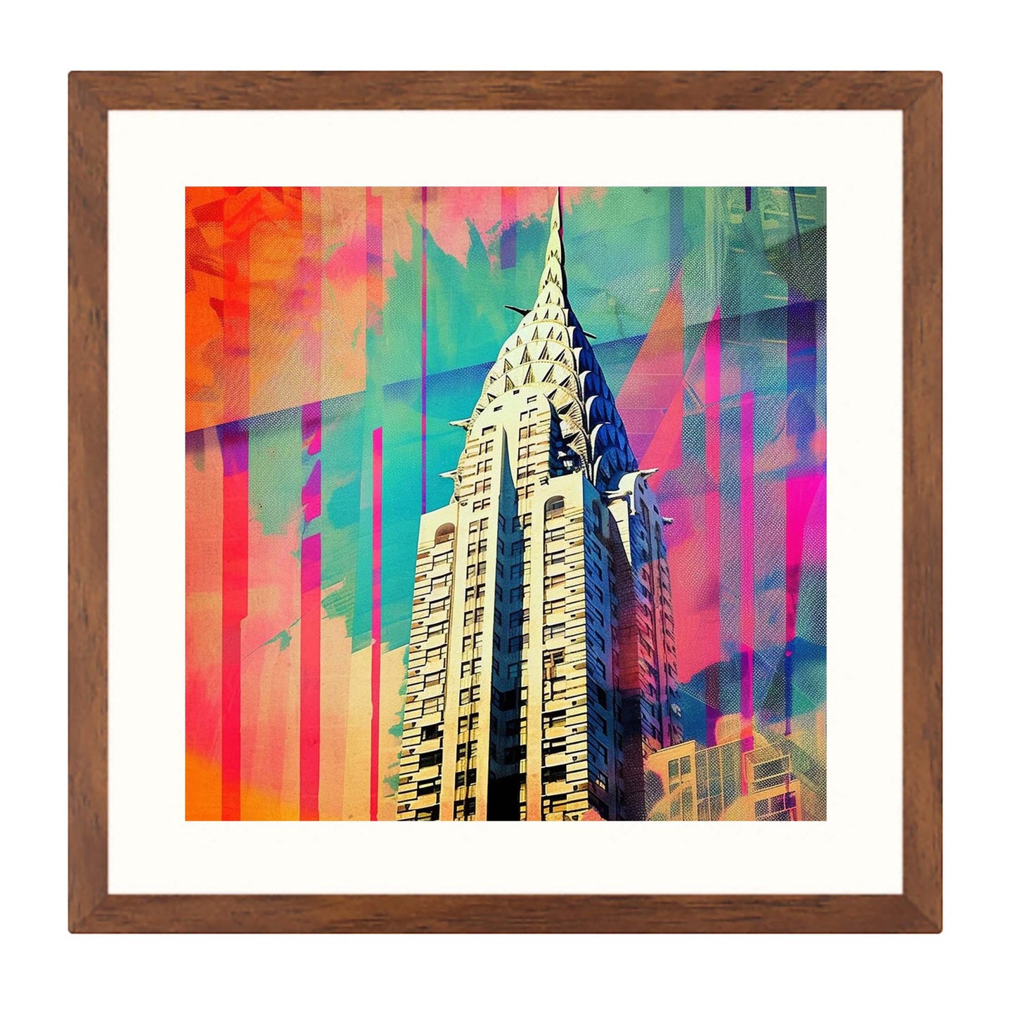 New York Chrysler Building - peinture murale dans un style pop art