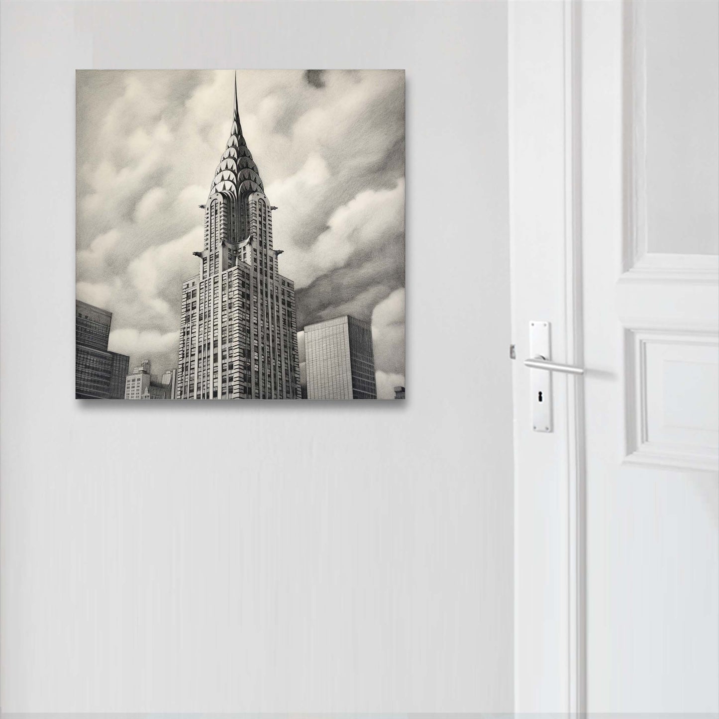 New York Chrysler Building - Peinture murale à la manière d'un dessin
