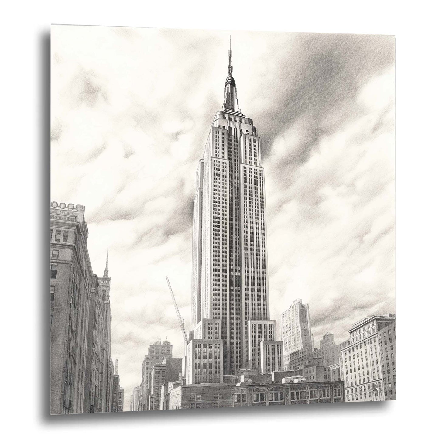 New York Empire State Building - Peinture murale à la manière d'un dessin