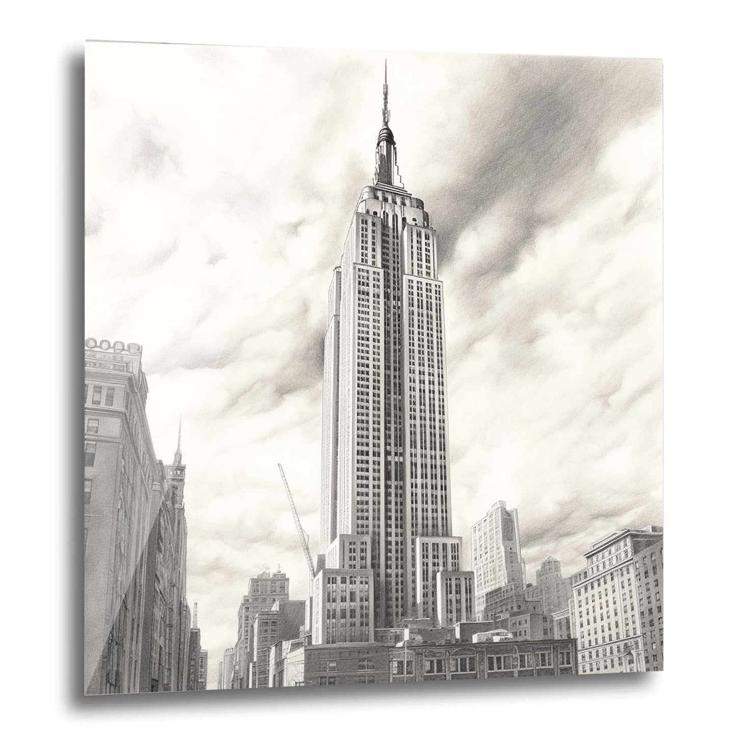 New York Empire State Building - Peinture murale à la manière d'un dessin
