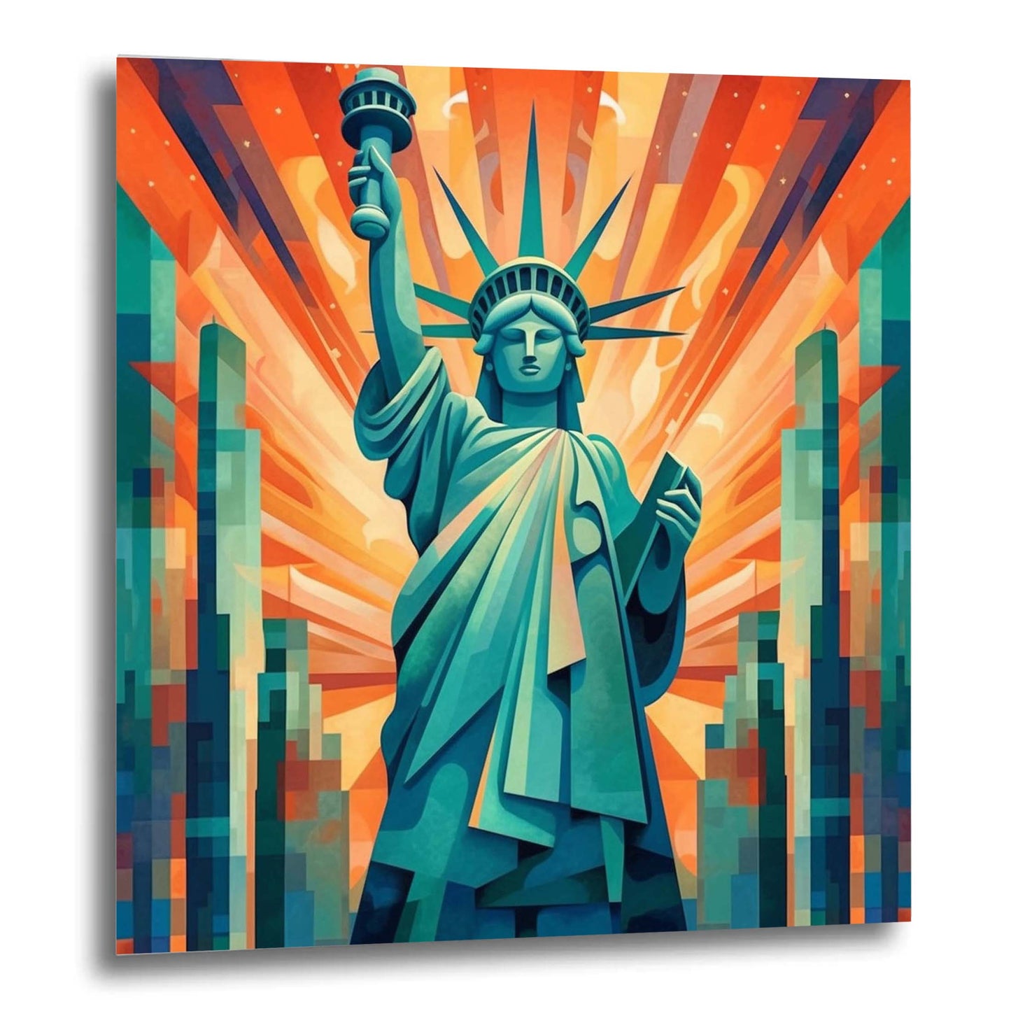 New York Statue of Liberty - mural in the style of futurism