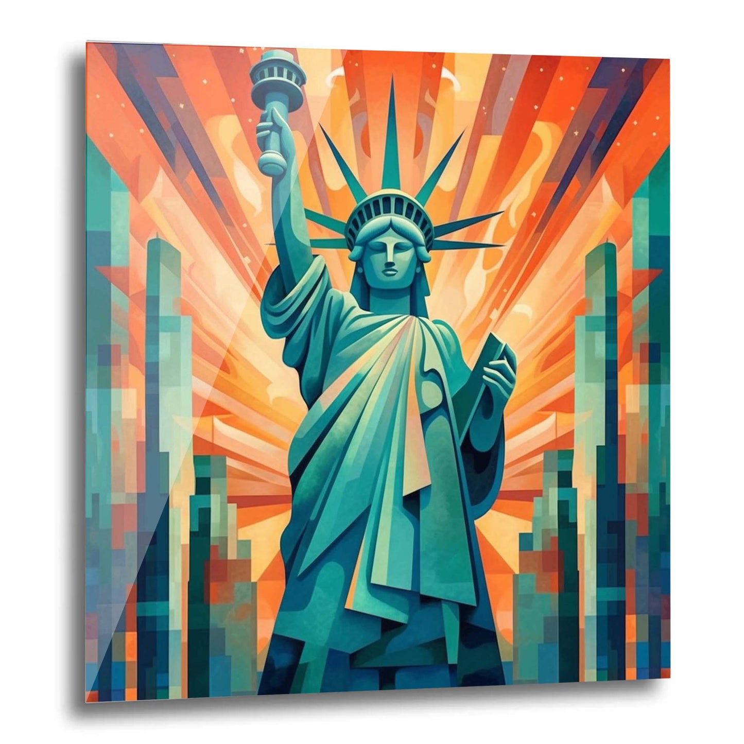 New York Statue of Liberty - mural in the style of futurism