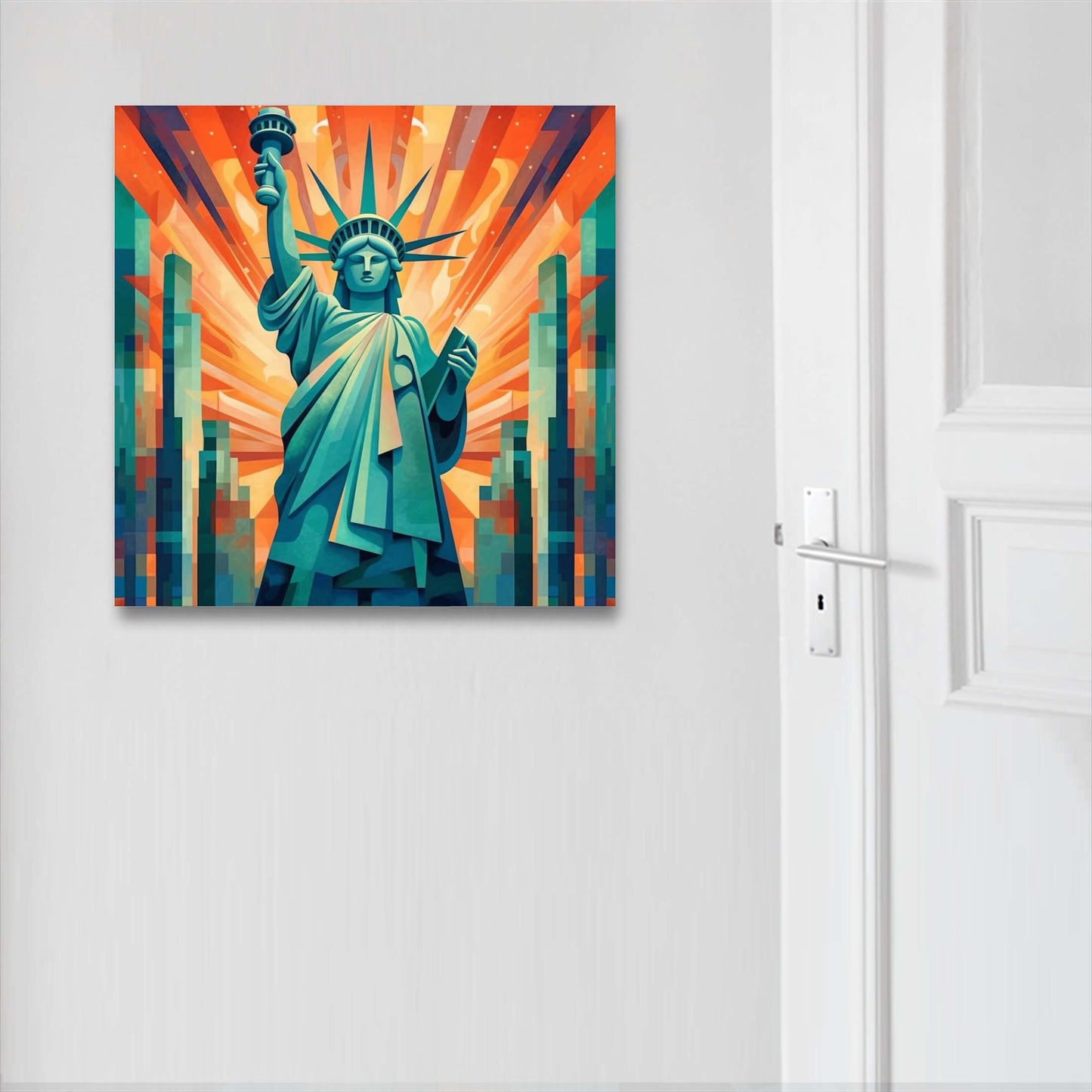 New York Statue of Liberty - mural in the style of futurism