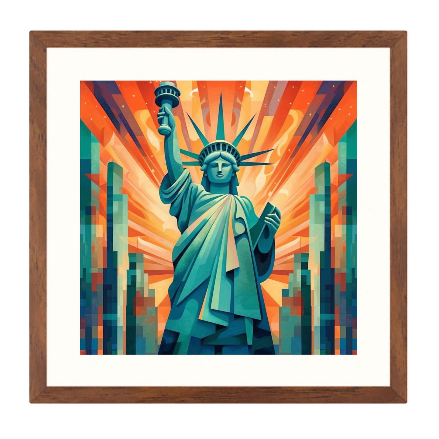 New York Statue of Liberty - mural in the style of futurism
