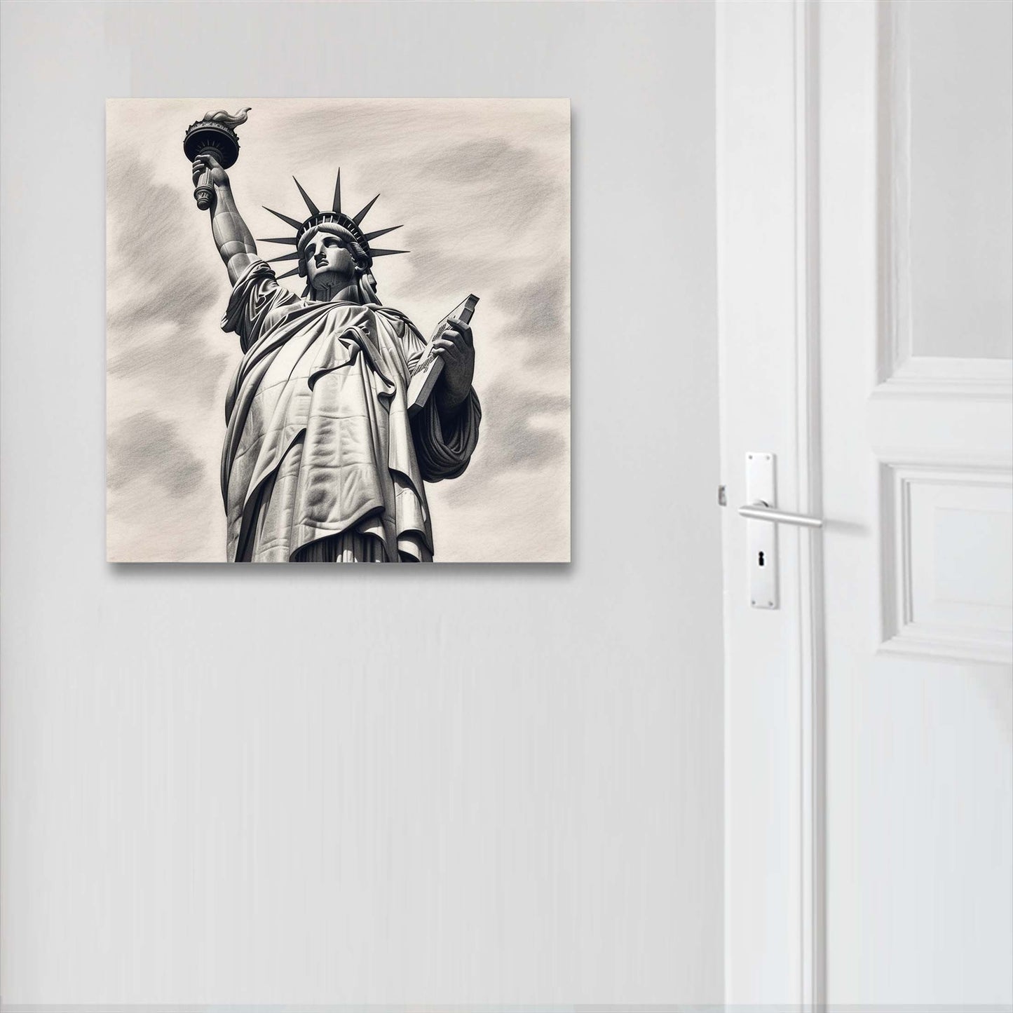 New York Statue de la Liberté - peinture murale dans le style d'un dessin