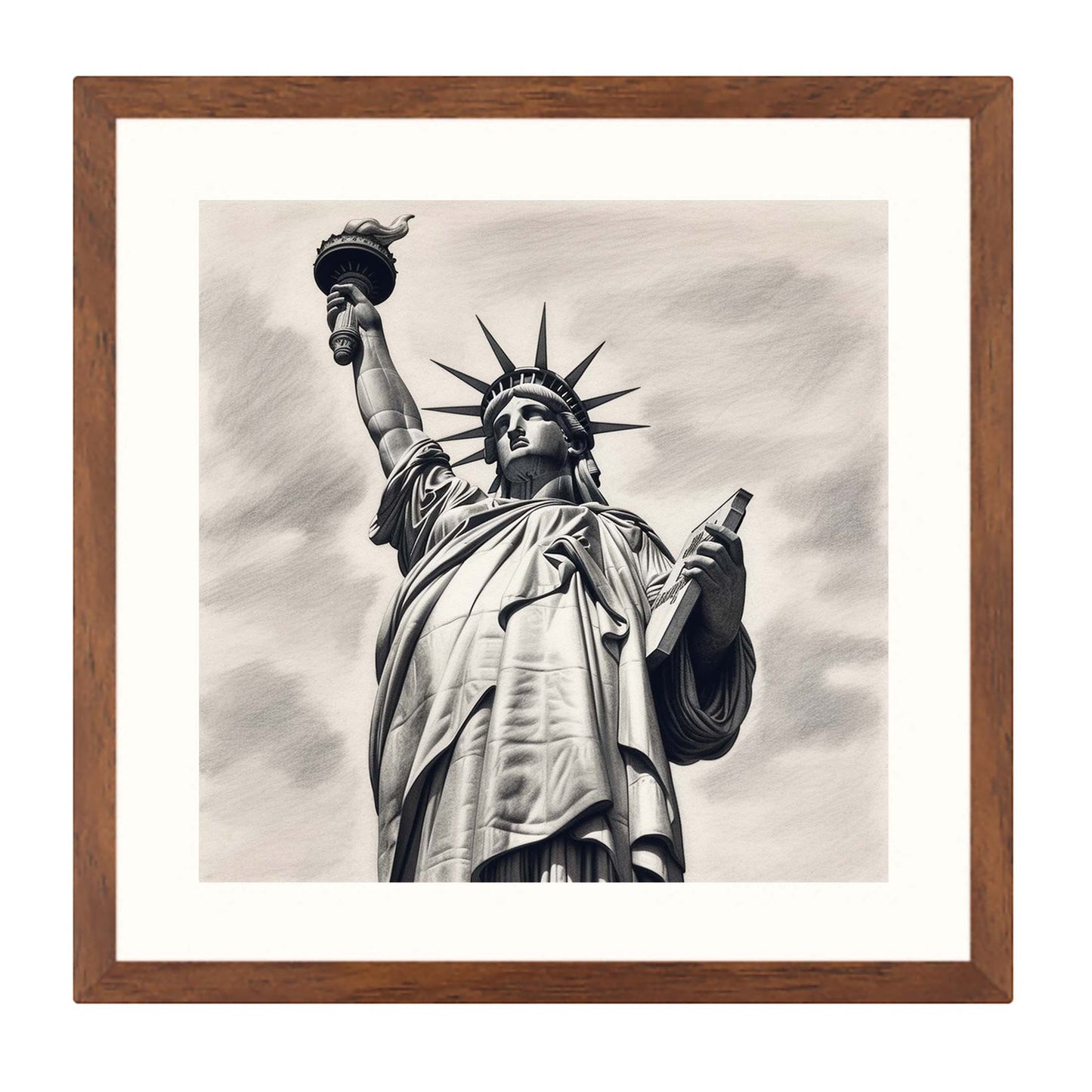 New York Statue de la Liberté - peinture murale dans le style d'un dessin