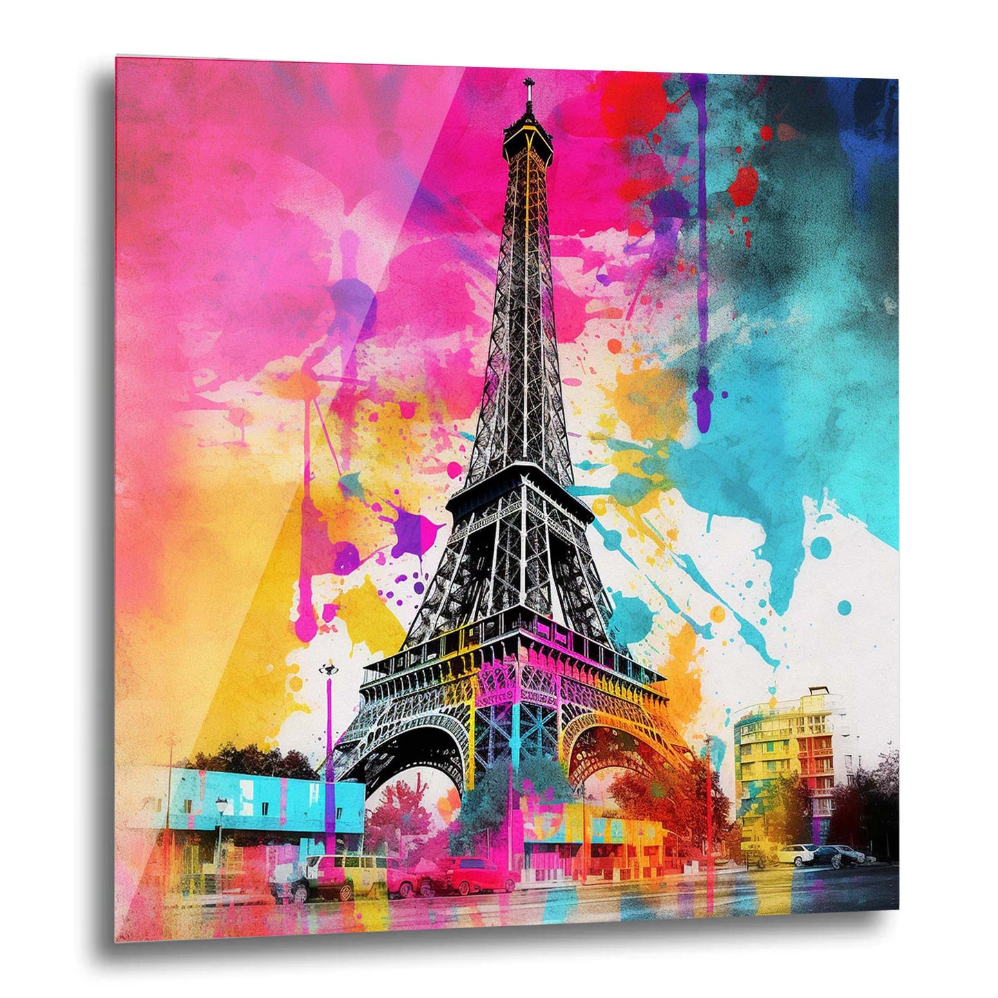 Paris Tour Eiffel - murale dans un style pop art