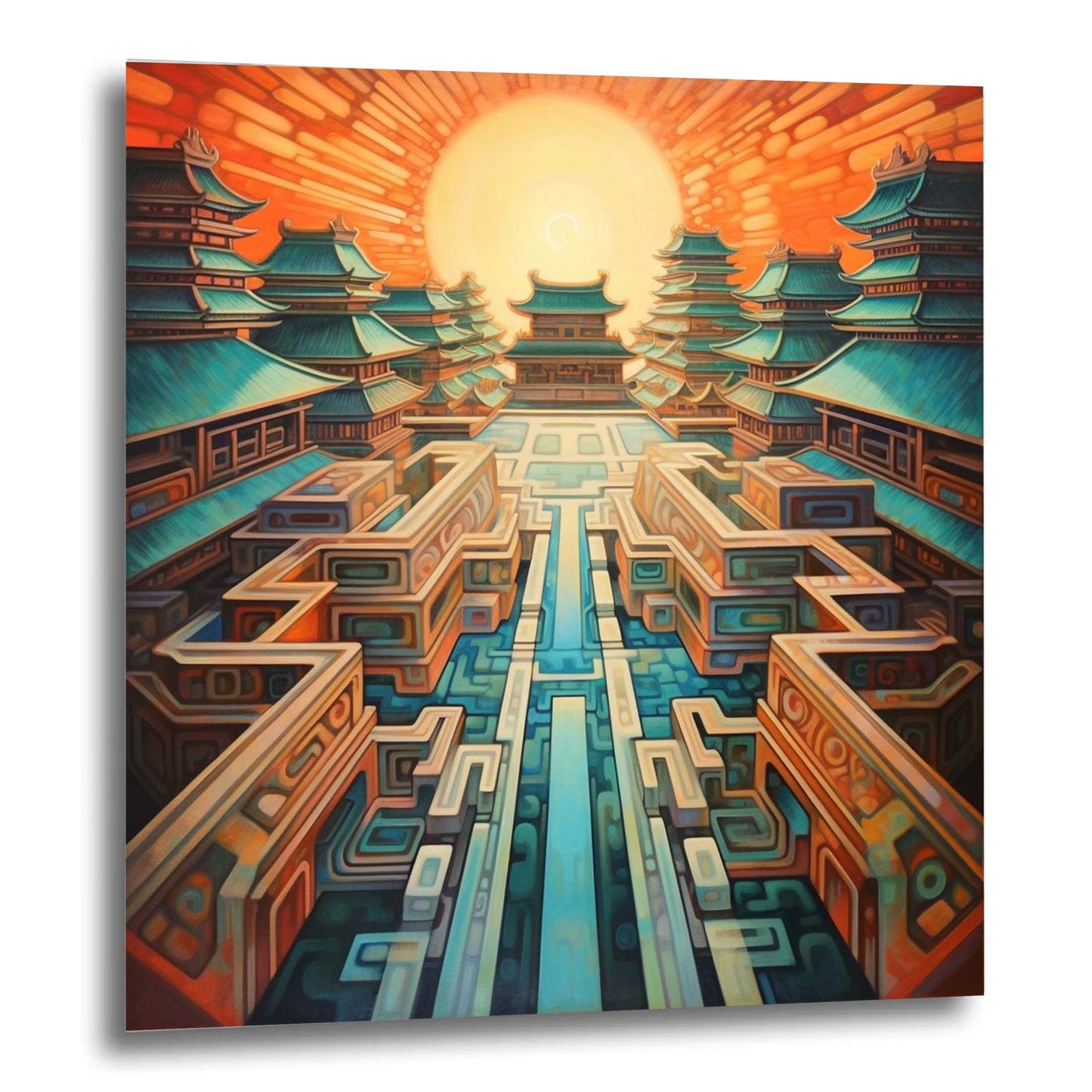 Beijing Forbidden City - mural in the style of futurism