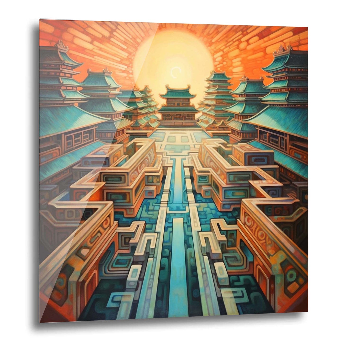 Beijing Forbidden City - mural in the style of futurism