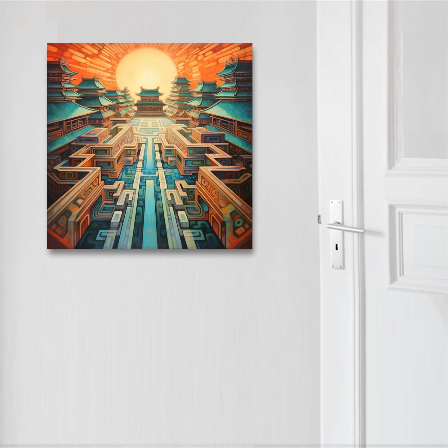 Beijing Forbidden City - mural in the style of futurism