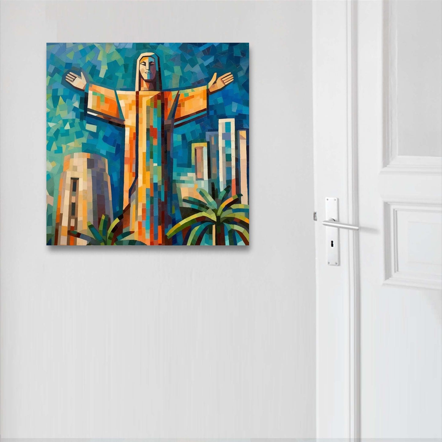 Statue du Christ de Rio de Janeiro - peinture murale dans le style de l'expressionnisme