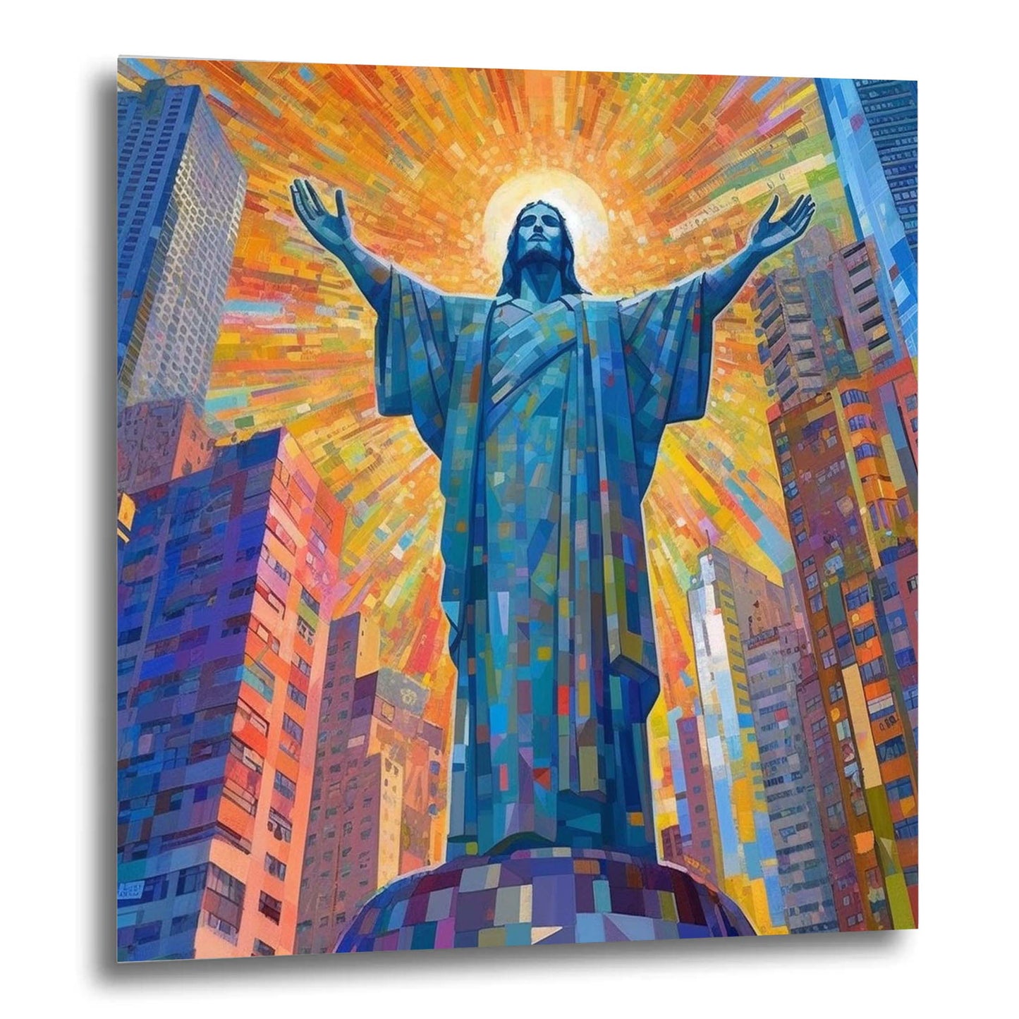 Rio de Janeiro Christ Statue - mural in the style of futurism