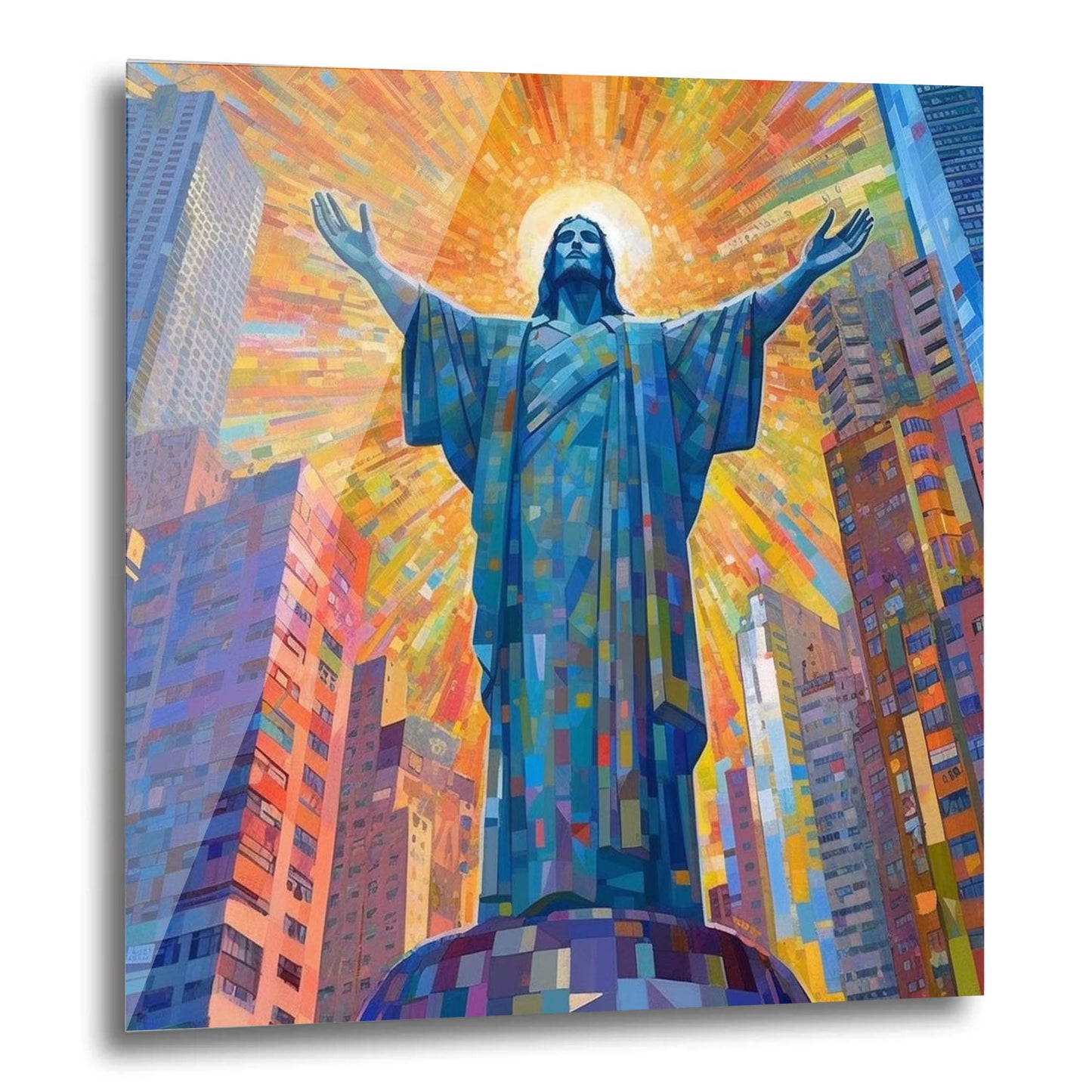 Rio de Janeiro Christ Statue - mural in the style of futurism