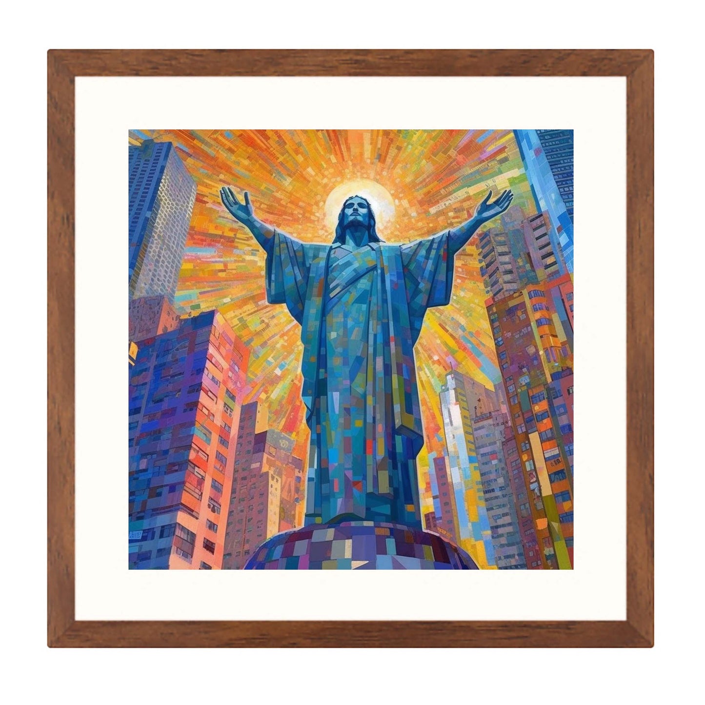 Rio de Janeiro Christ Statue - mural in the style of futurism
