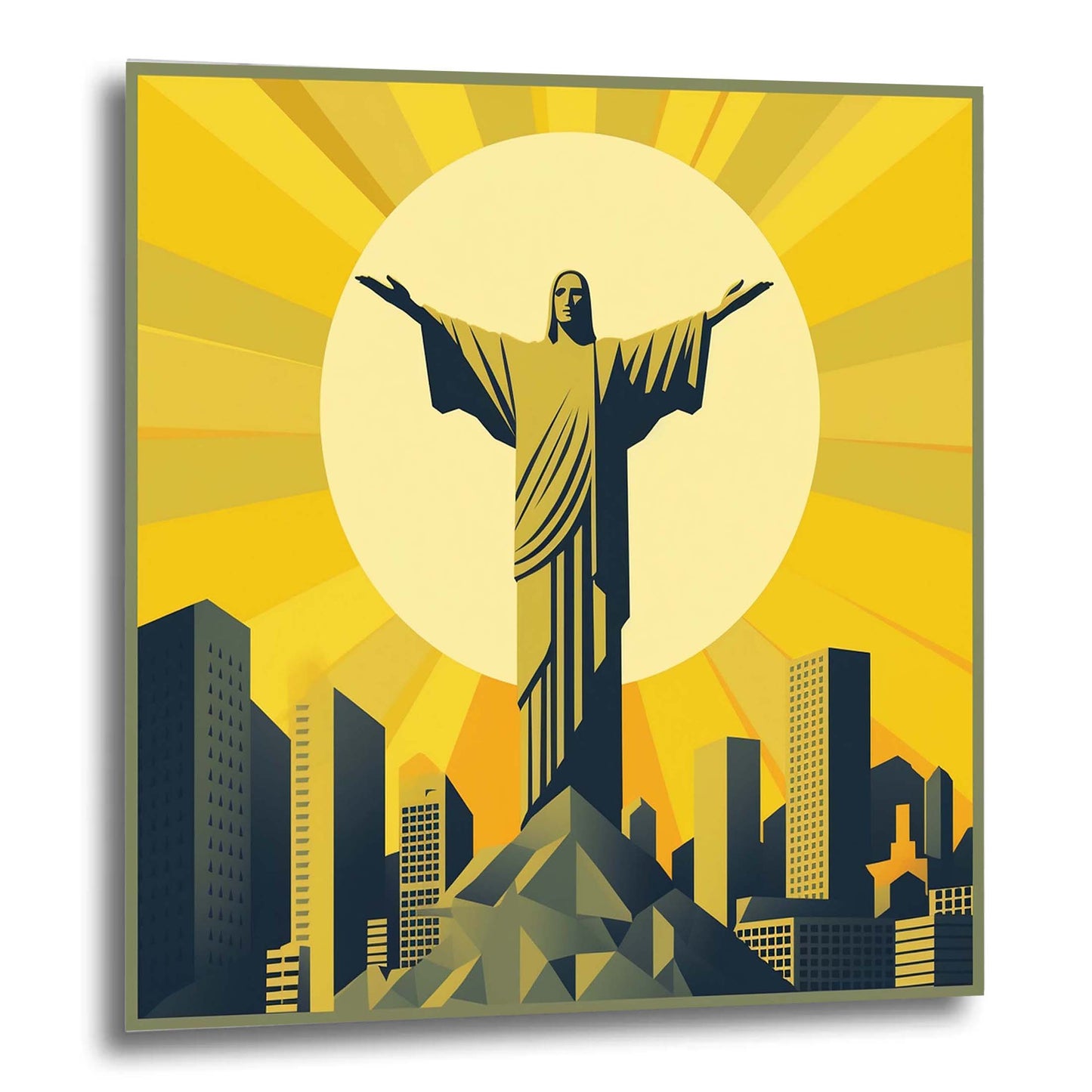 Statue du Christ de Rio de Janeiro - peinture murale dans le style du minimalisme