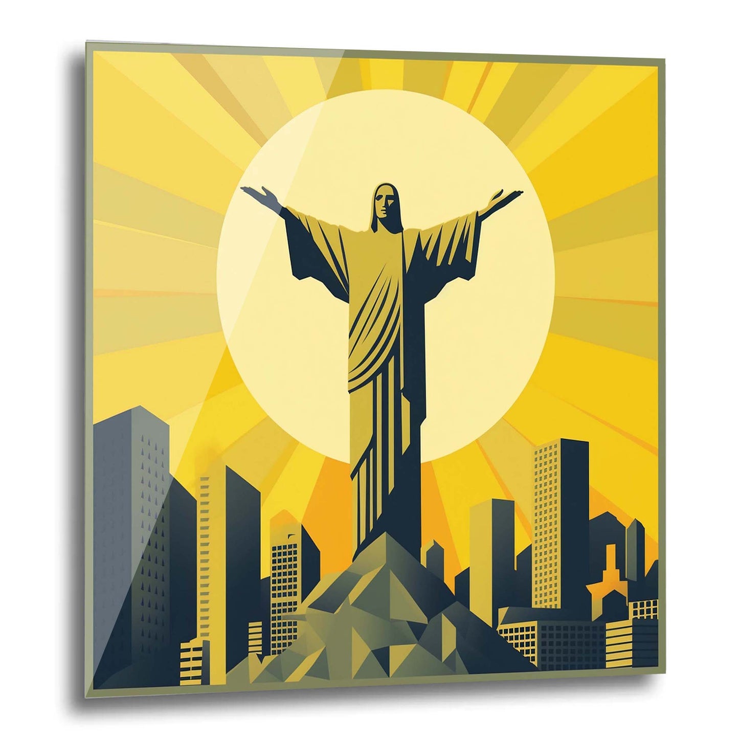 Statue du Christ de Rio de Janeiro - peinture murale dans le style du minimalisme