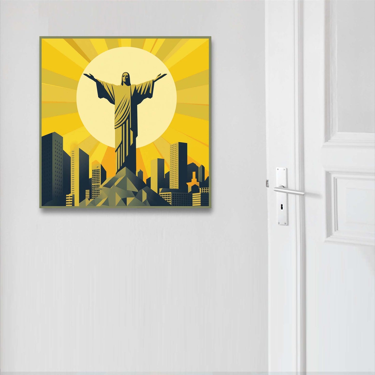 Statue du Christ de Rio de Janeiro - peinture murale dans le style du minimalisme