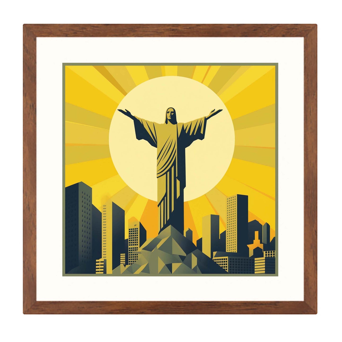 Statue du Christ de Rio de Janeiro - peinture murale dans le style du minimalisme