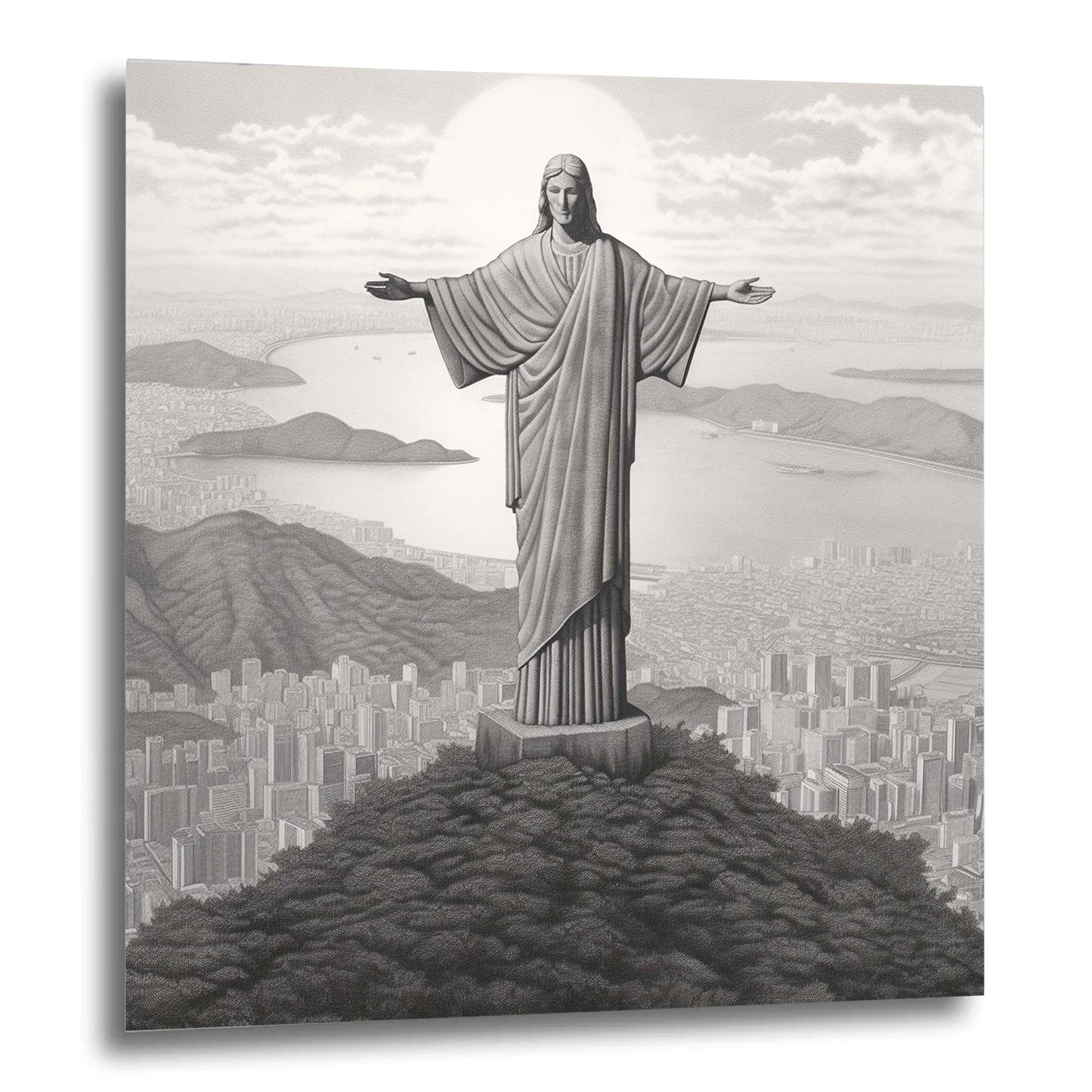 Rio de Janeiro - Christ Statue - mural in the style of a drawing
