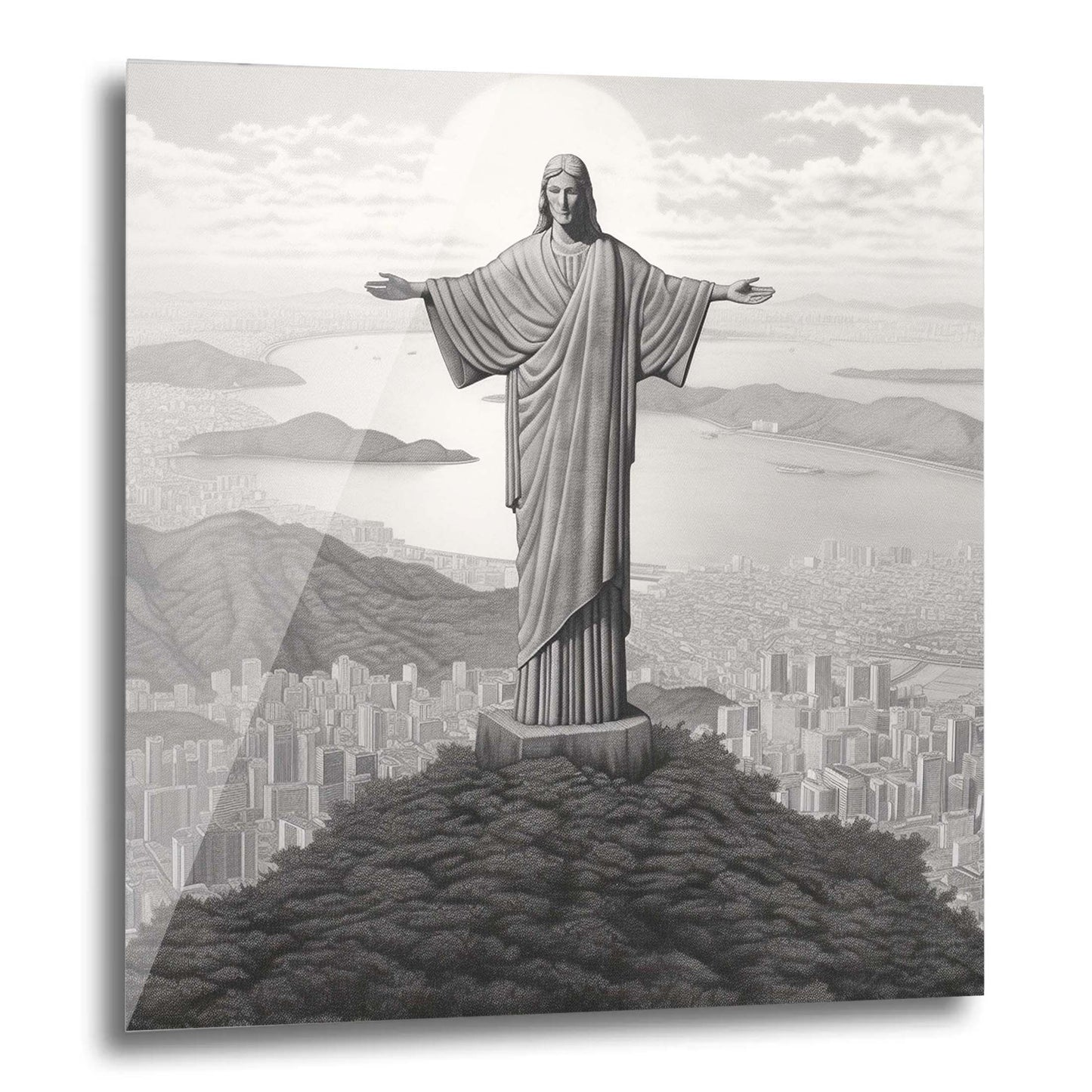 Rio de Janeiro - Christ Statue - mural in the style of a drawing