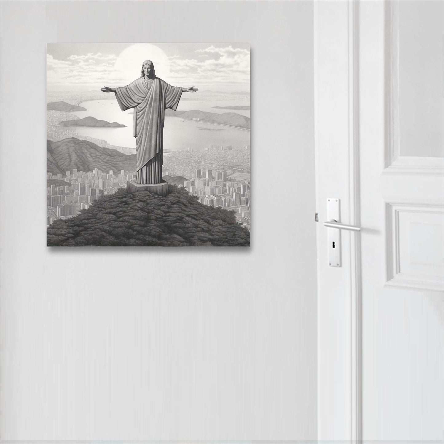 Rio de Janeiro - Christ Statue - mural in the style of a drawing