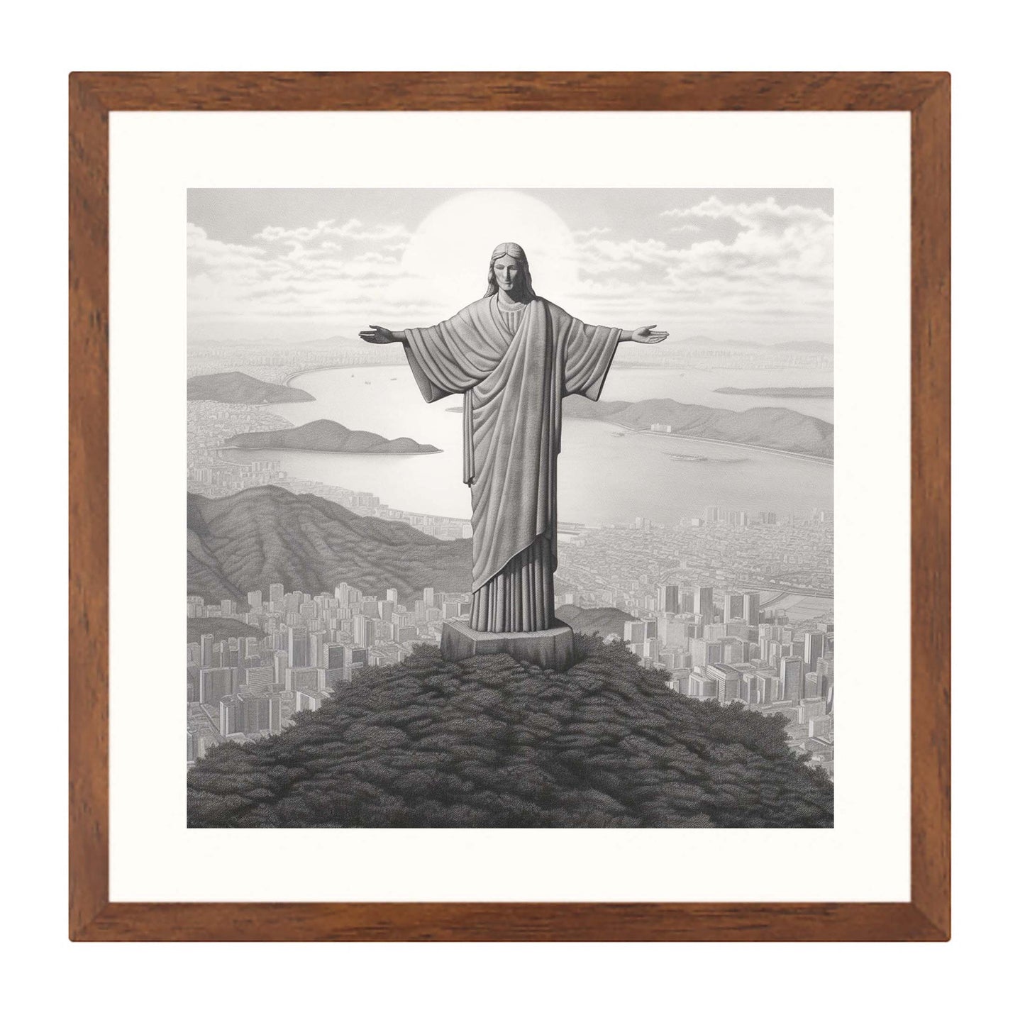 Rio de Janeiro - Christ Statue - mural in the style of a drawing