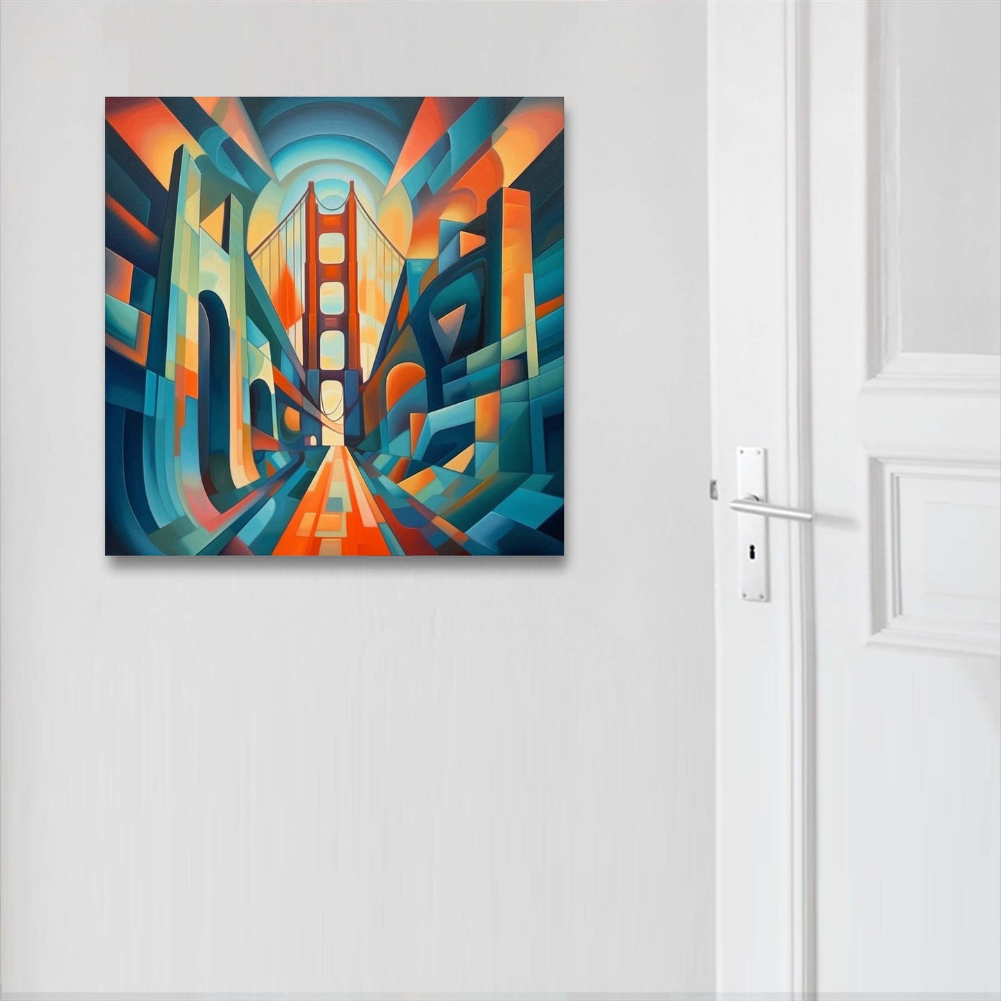 San Francisco Golden Gate Bridge - mural in the style of futurism