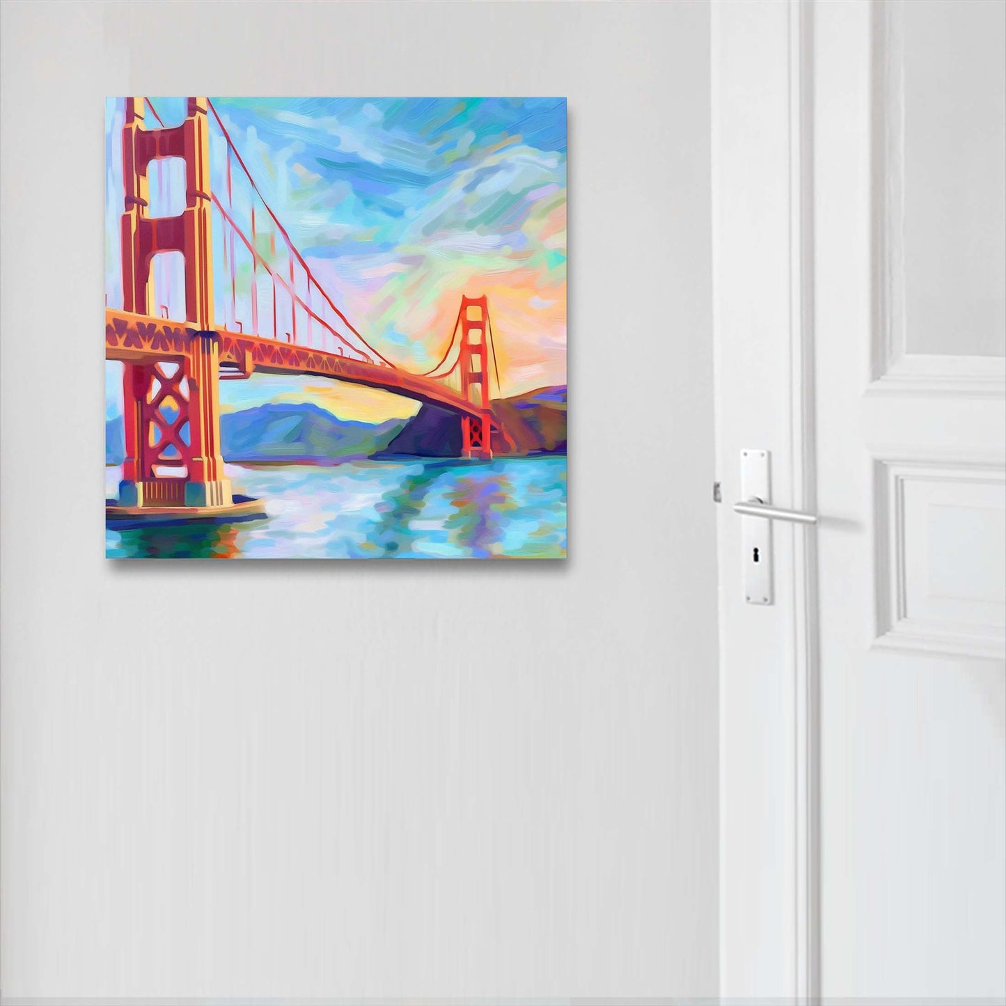 Peinture murale du Golden Gate Bridge de San Francisco dans le style de l'impressionnisme
