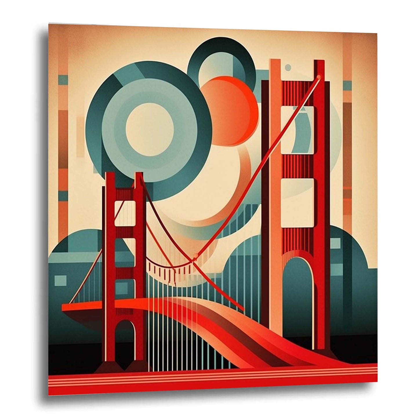 San Francisco Golden Gate Bridge - peinture murale dans le style du minimalisme