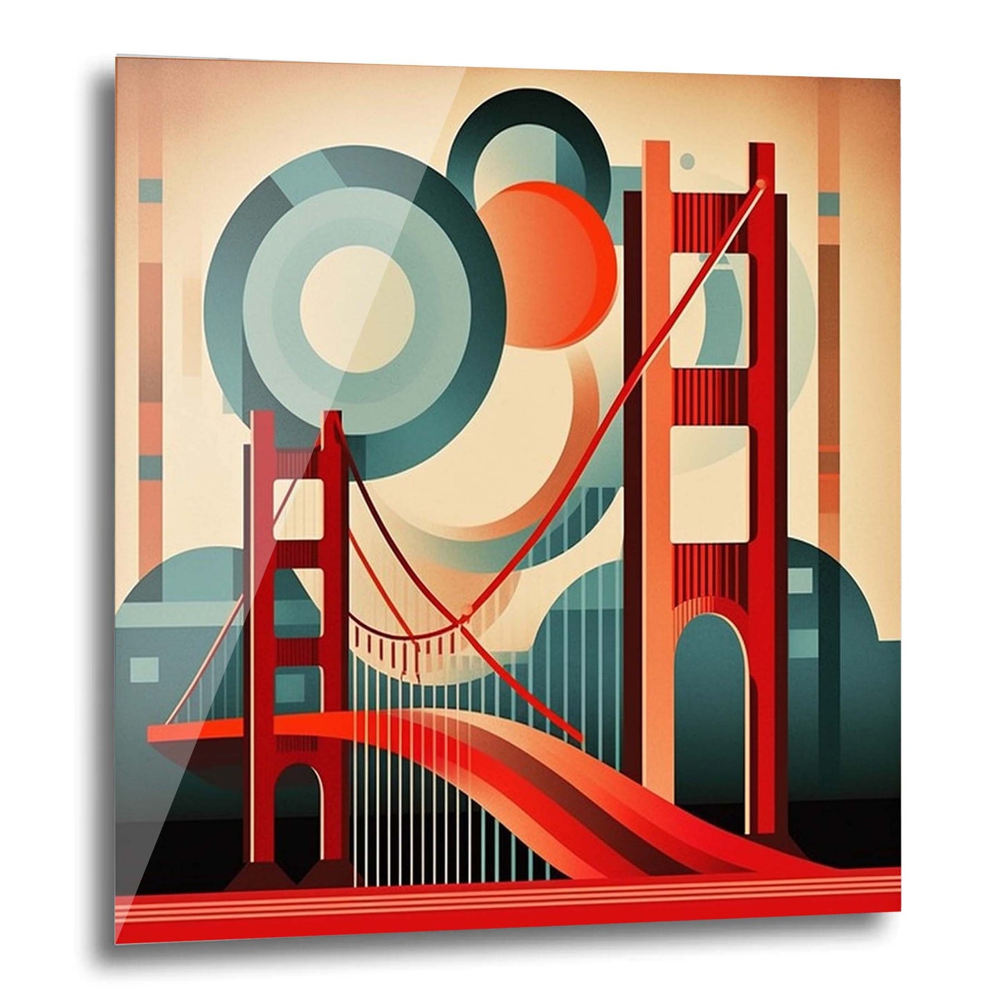 San Francisco Golden Gate Bridge - peinture murale dans le style du minimalisme